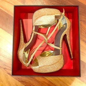 NWT gold glitter Adrienne Maloof heels
